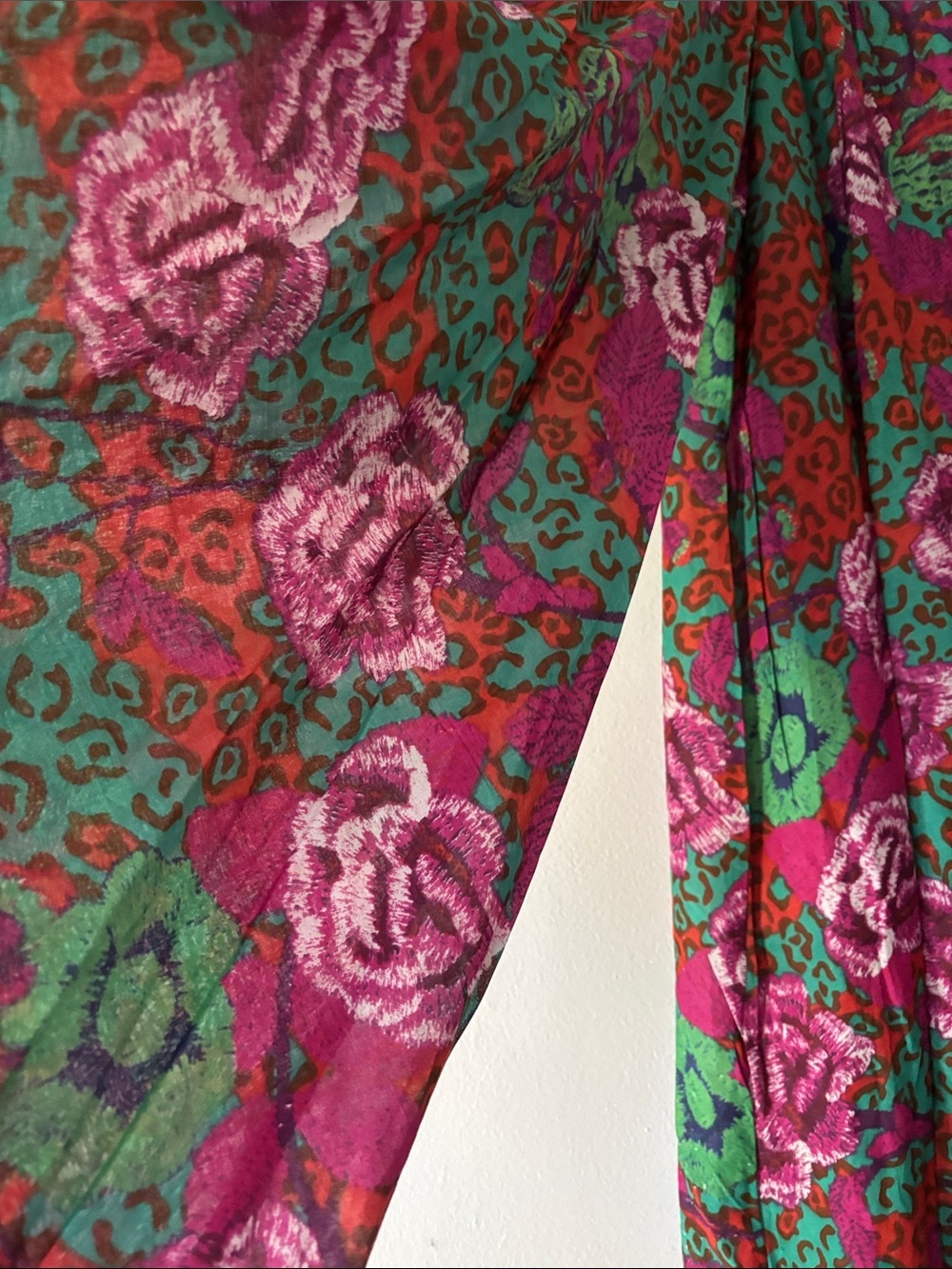 Bohemian Wide Leg Set - Floral Green & Magenta one size - Picture 4 of 8